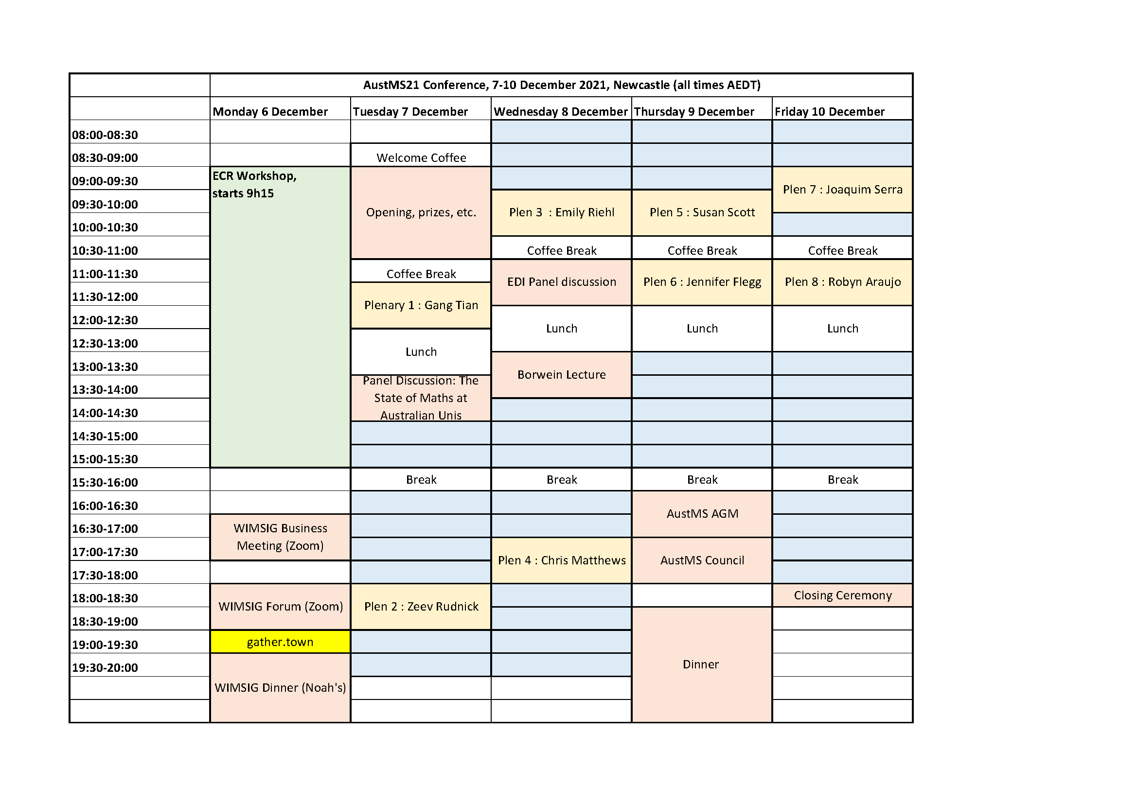 AustMS 2021 draft schedule